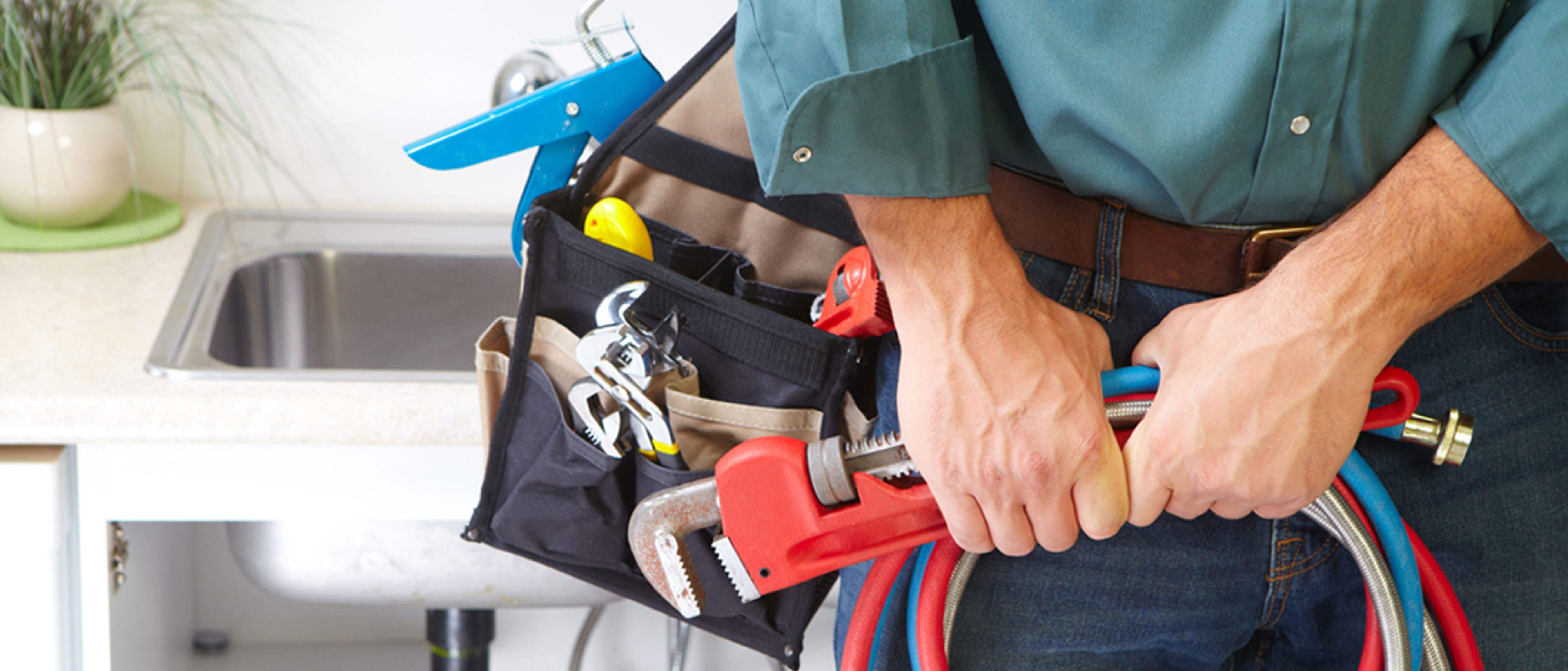 Plumber with tools